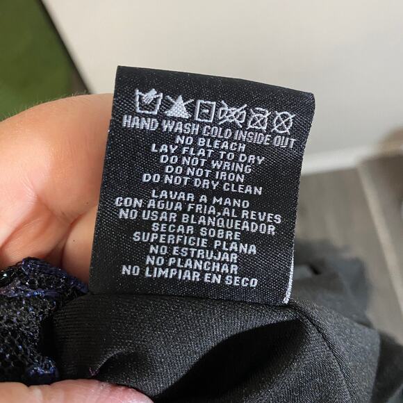 Nightway Glitter-Lace Keyhole Halter Cocktail Dress Navy Blue Black Lace Sz 12 - Picture 12 of 14